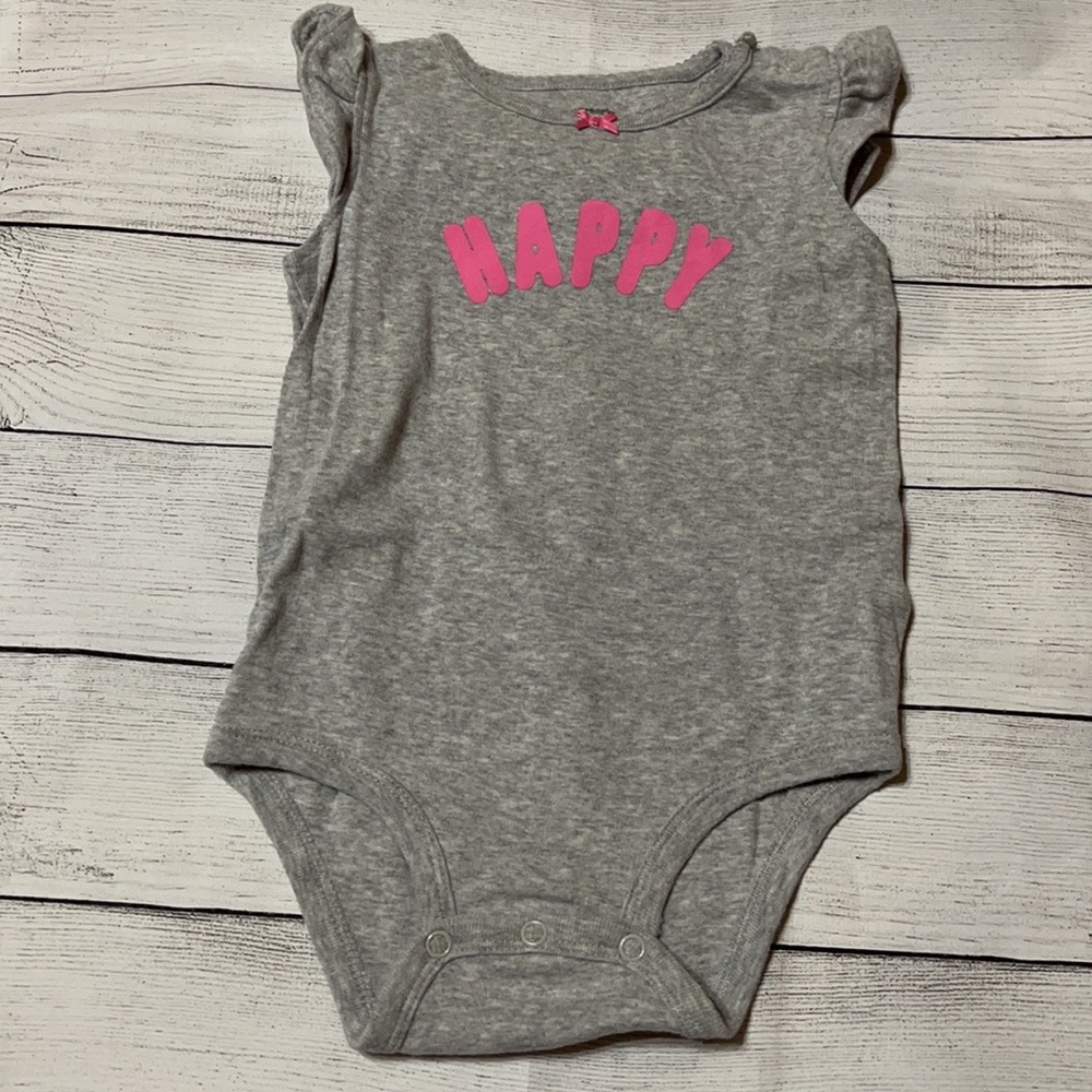 Carter’s Gray Happy Sleeveless Bodysuit size 24M